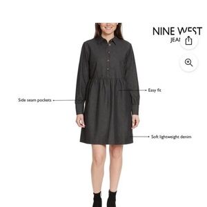 Nine West Charcoal Denim Mini Dress Small